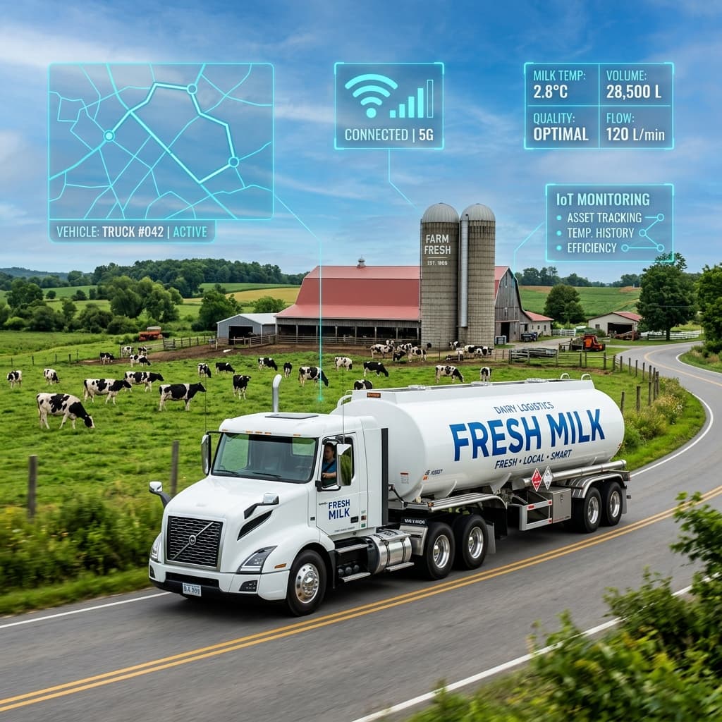Intelligent milk transport truck with IoT monitoring